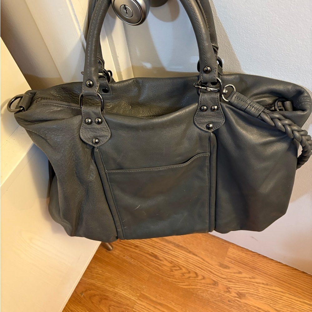 NWOT Elegant Hayden Harnett Gray Leather Handbag - Picture 3 of 3